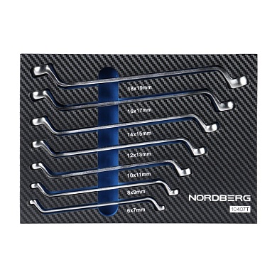 Набор ключей накидных в ложементе, 7 предметов для тележки NORDBERG 10407T